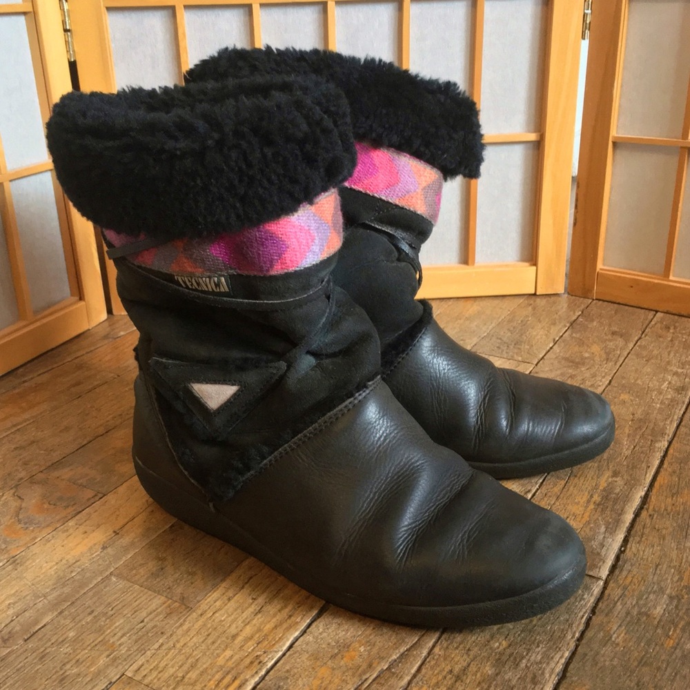 Black Shearling Tecnica Boots